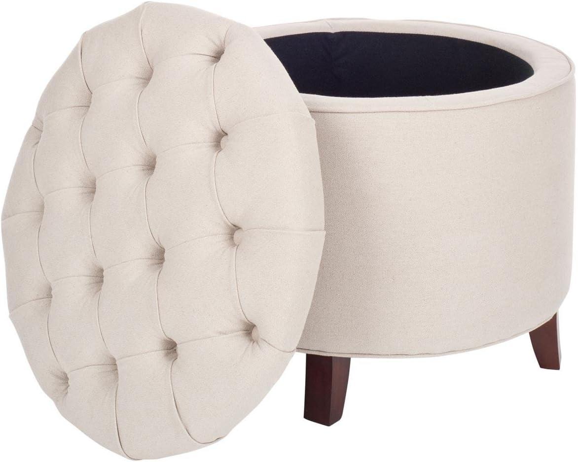 Amelia Tufted Storage Ottoman - Navy - Safavieh