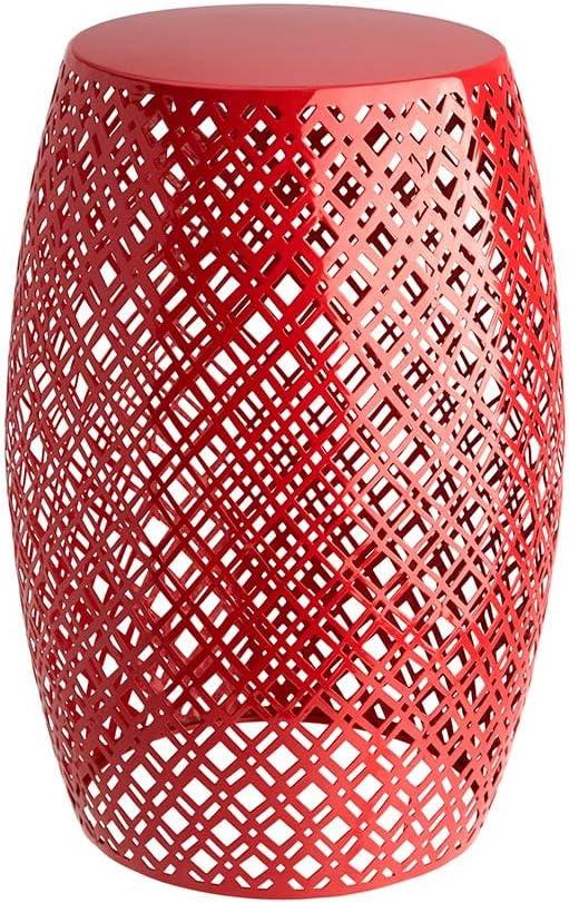 Red Metal Barrel Stool for Indoor/Outdoor Use