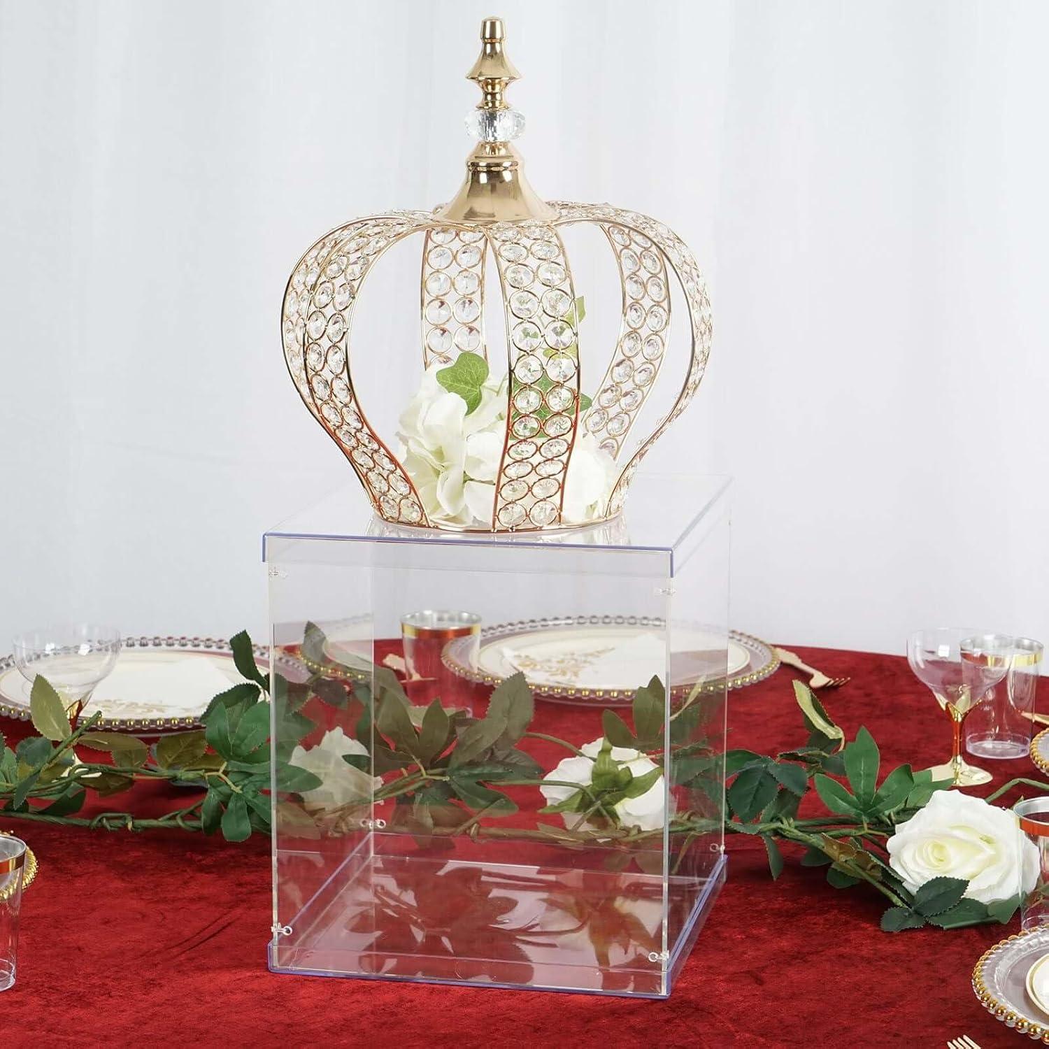 Efavormart 32" Acrylic & Lucite Wedding Decor Ideas Clear Display Box for Centerpieces with Interchangeable Lid and Base