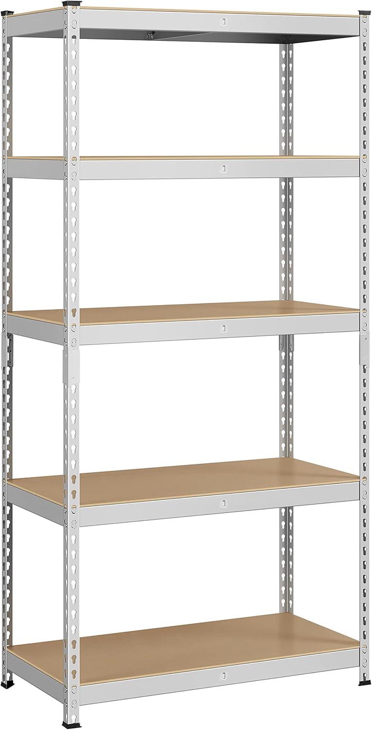 Topeakmart 5 Tiers Adjustable Metal Storage Shelving Heavy Duty Boltless Display Stand, Silver