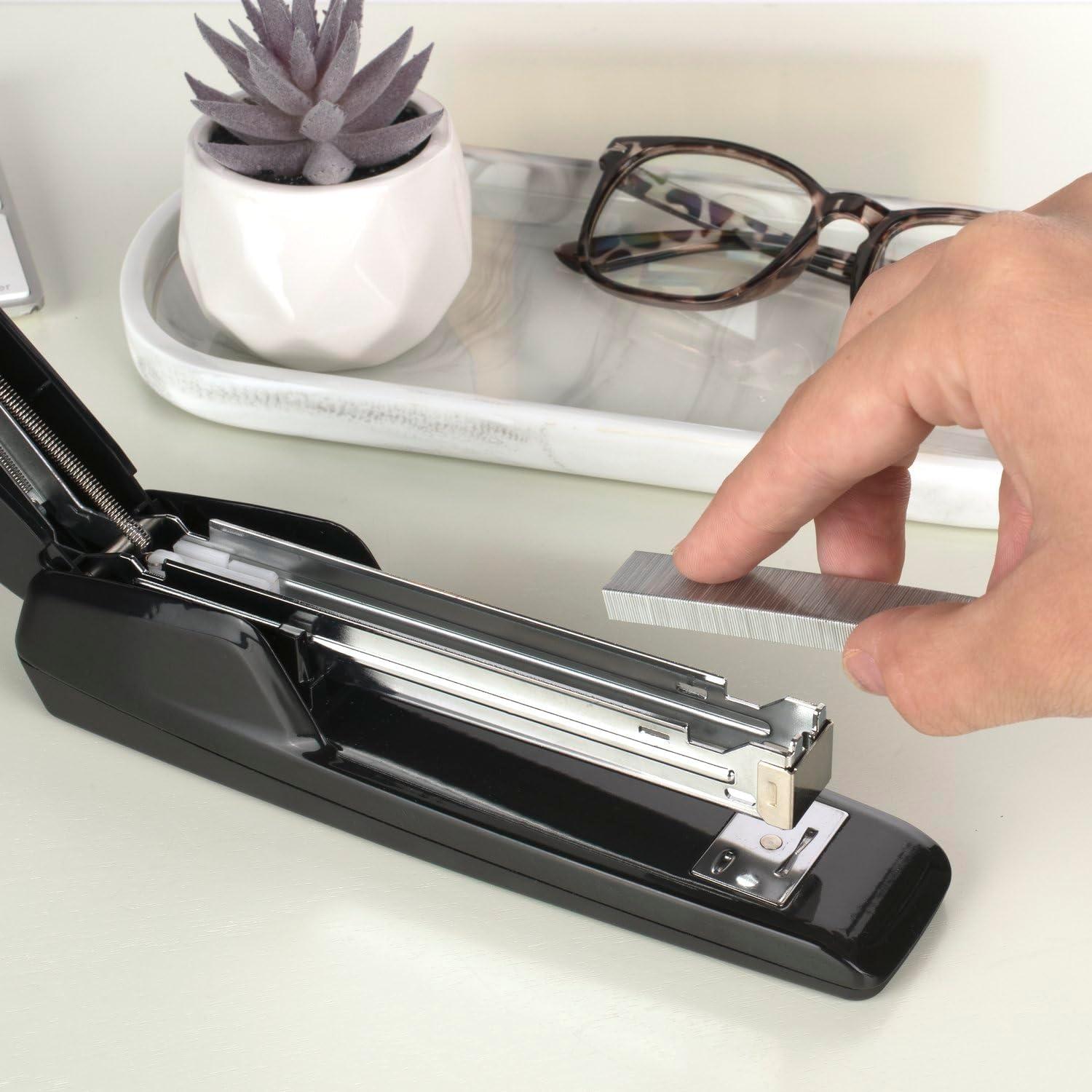 Black Metal 20-Sheet Full Strip Standing Desk Stapler