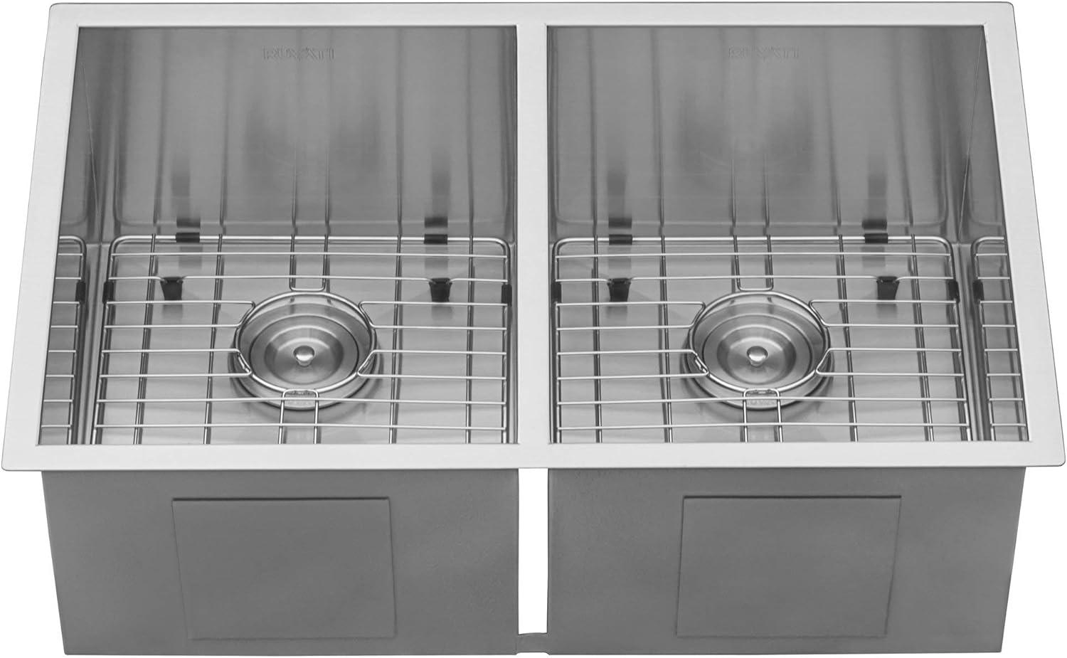 Ruvati 30-inch Undermount 50/50 Double Bowl Zero Radius 16 Gauge Stainless Steel Kitchen Sink