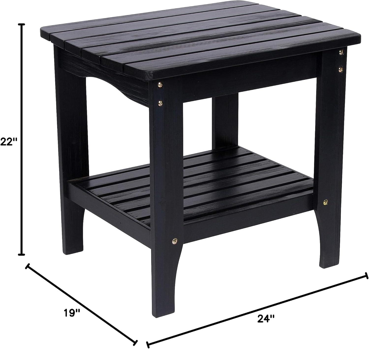 Shine Company Rectangular Traditional Wood Indoor/Outdoor Side Table in Black