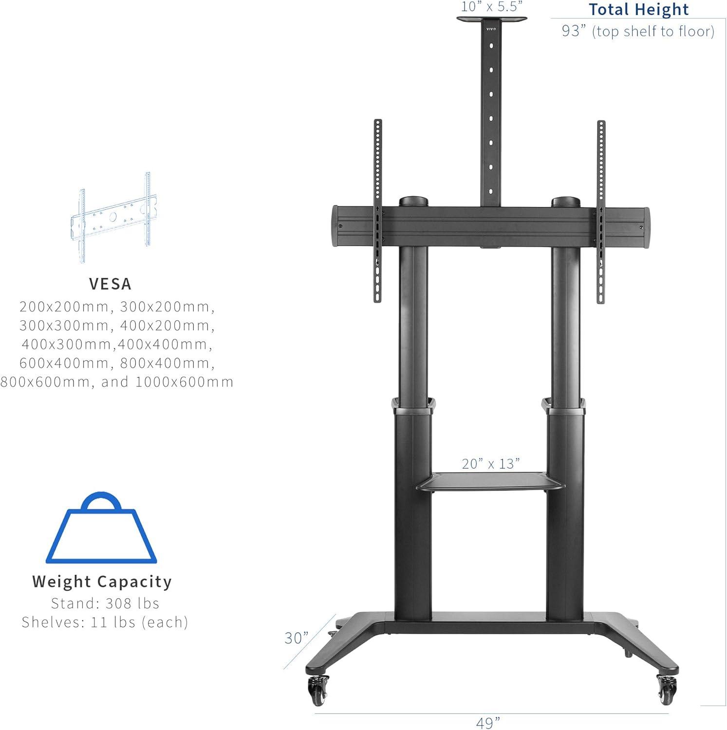 Aluminum Mobile Large Screen TV Cart