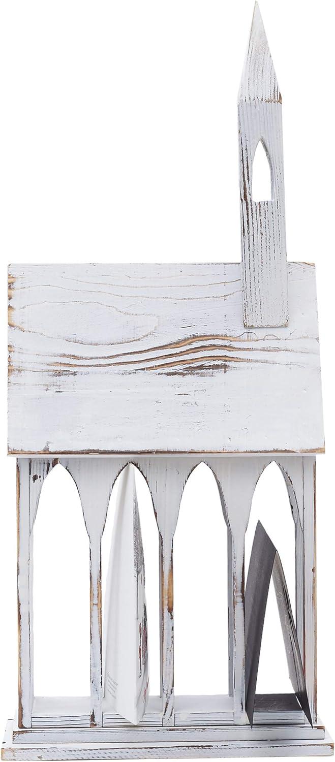 Gallerie II 24" Rustic White Church Chapel w/ White Roof Easter & Christmas Card Mail Holder