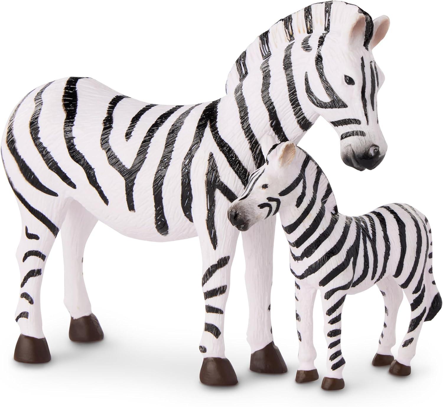Terra by Battat – 4 Pieces Zebra Family – Realistic Plastic Safari Animals for Kids – Zoo Animal Toys – Educational Figures – Inspires Creative Play – Great Gift for Toddlers & Kids – 3+ Years