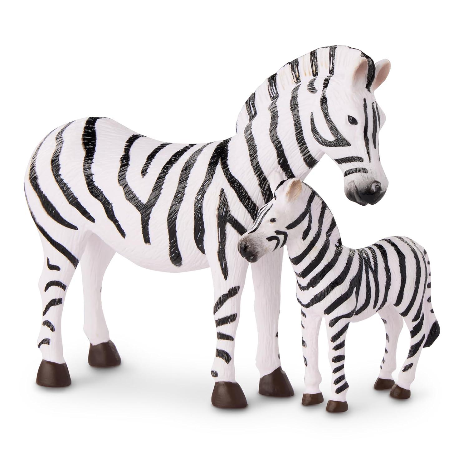 Terra by Battat – 4 Pieces Zebra Family – Realistic Plastic Safari Animals for Kids – Zoo Animal Toys – Educational Figures – Inspires Creative Play – Great Gift for Toddlers & Kids – 3+ Years