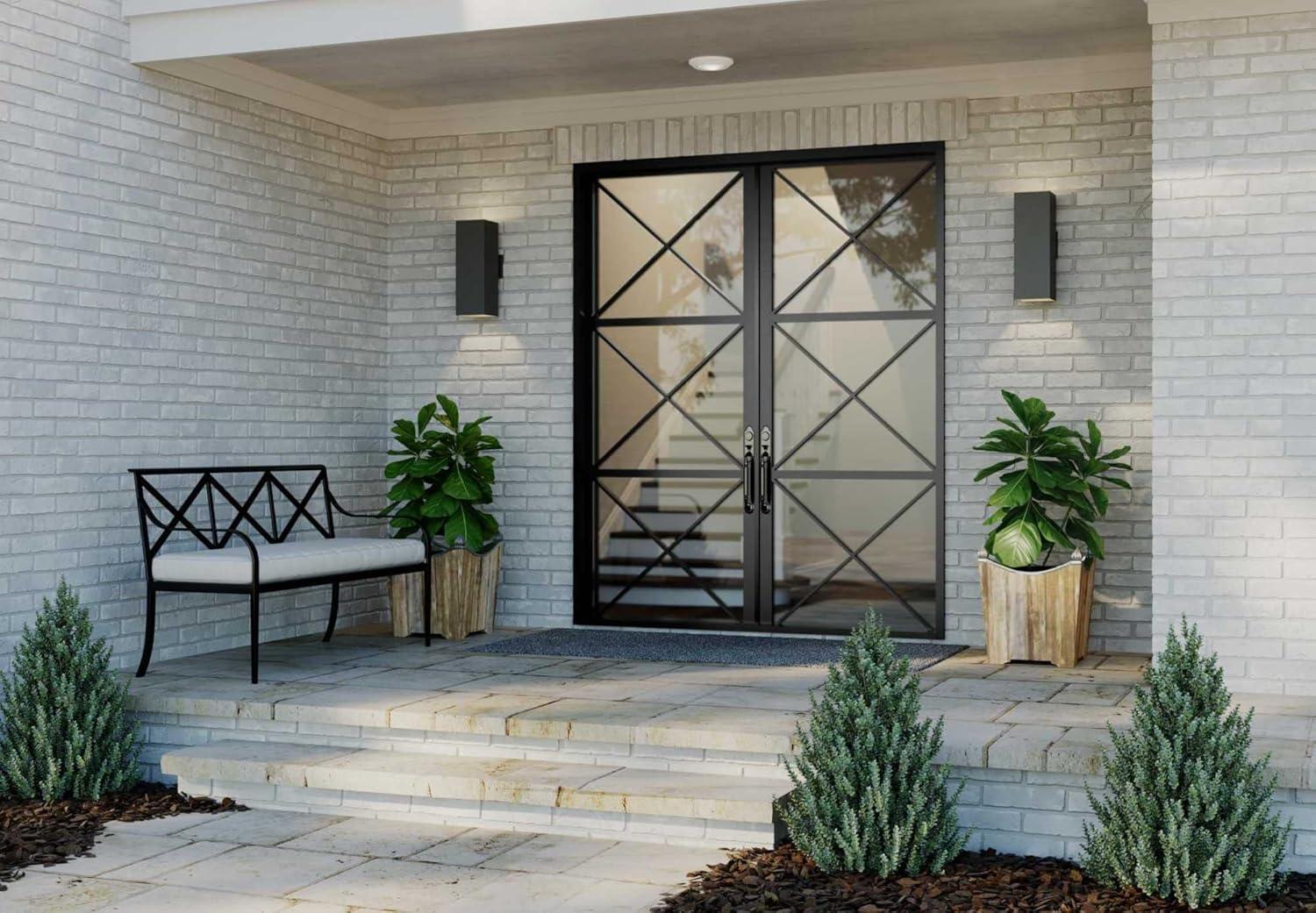 Progress Lighting, Outdoor Square, 2-Light Wall Light, Antique Bronze, Aluminum, Halogen, Damp Rated