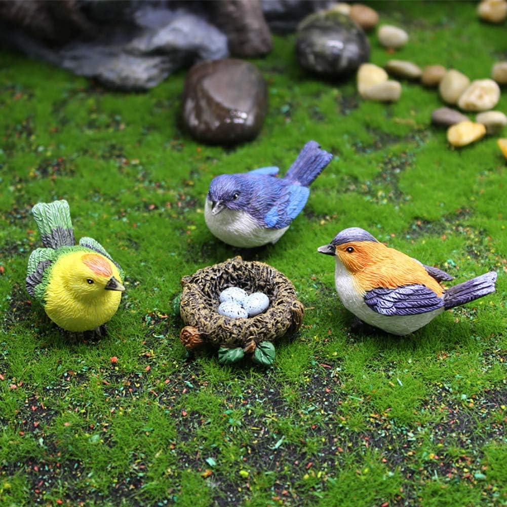 3 Pcs Miniature Bird Decorative Figurines Garden Statue Birds Figures Decor Mini Bird Figures Animal Model Toys Cake Topper Flower Pots Plant Ornaments Fairy Garden Decor, 3 Color