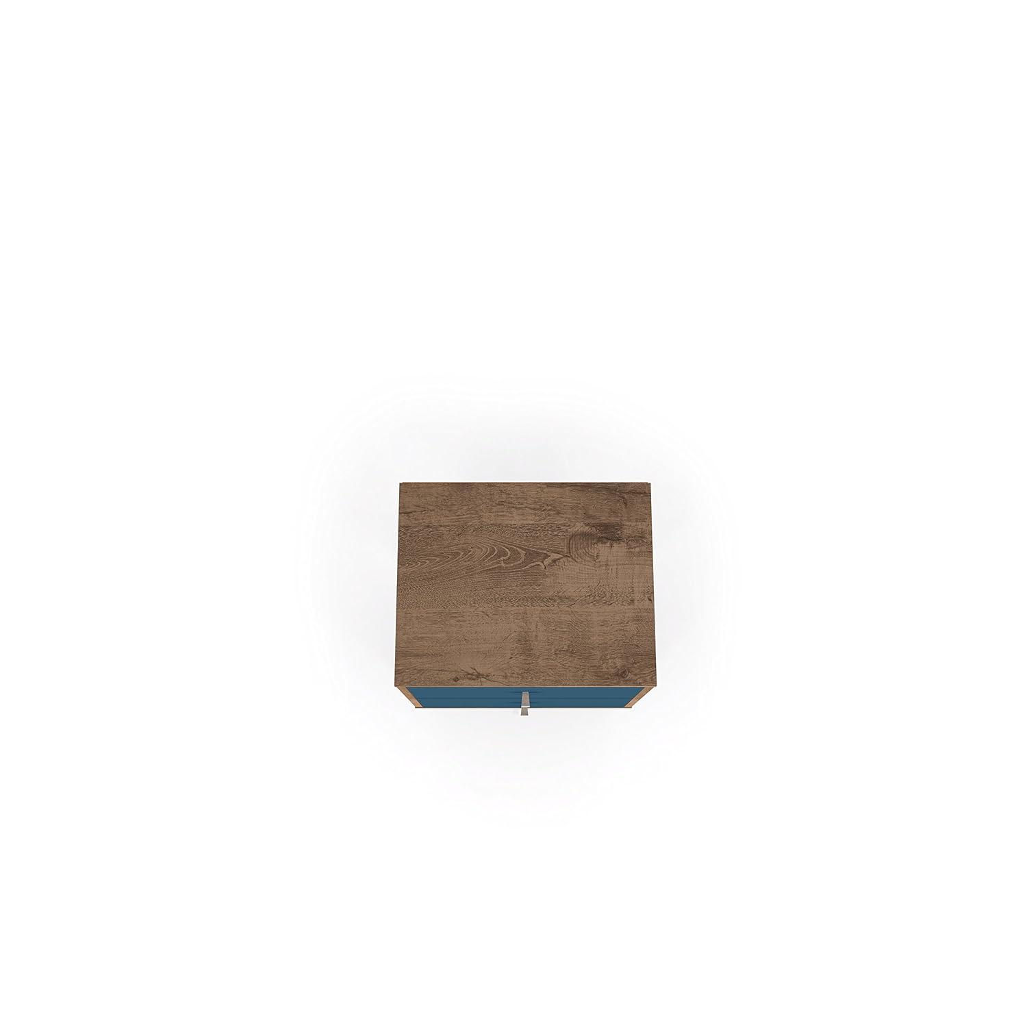 Liberty 2.0 Mid Century Modern Nightstand Rustic Brown/Aqua Blue - Manhattan Comfort