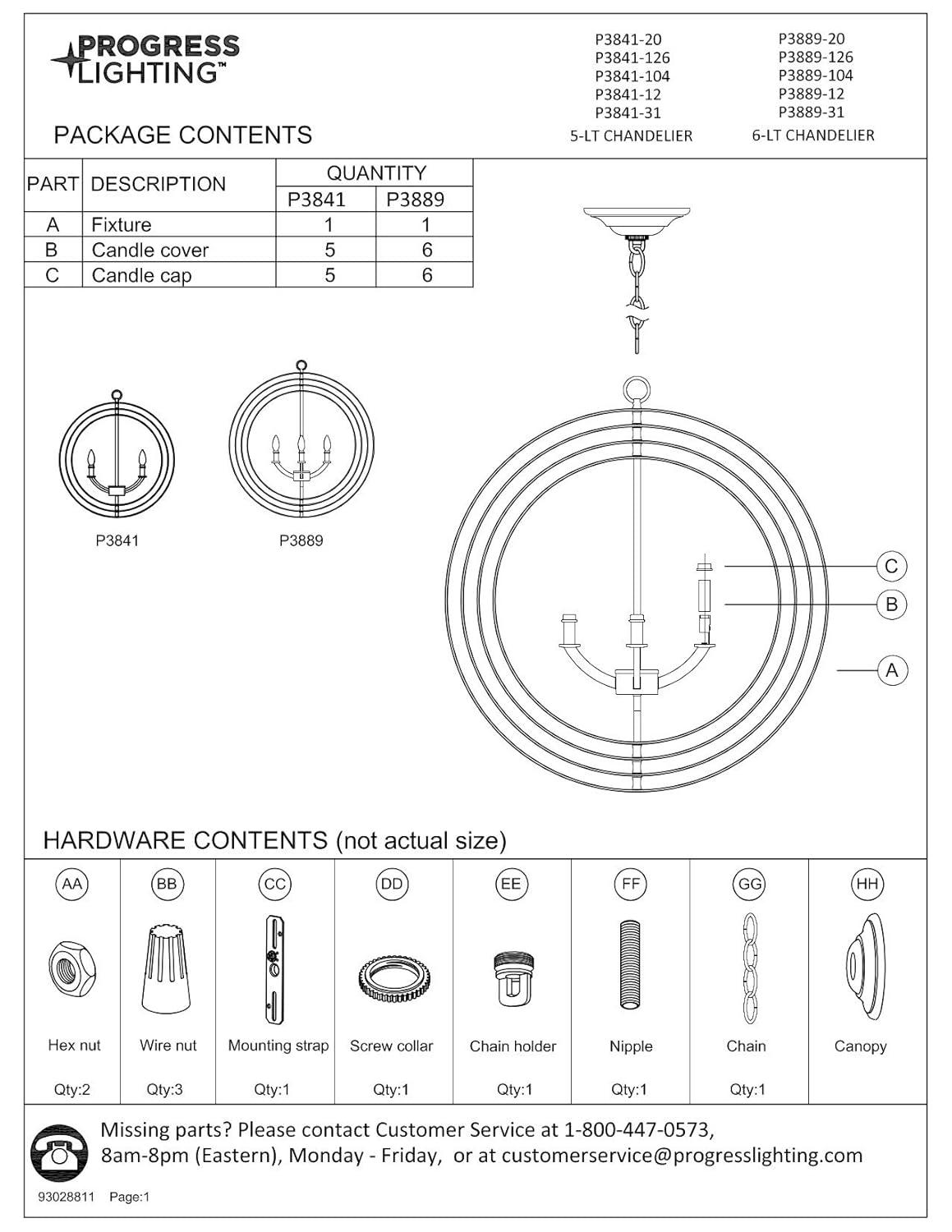 Progress Lighting, Equinox Collection, 6-Light Chandelier Pendant, Polished Nickel, Armillary Sphere Shade