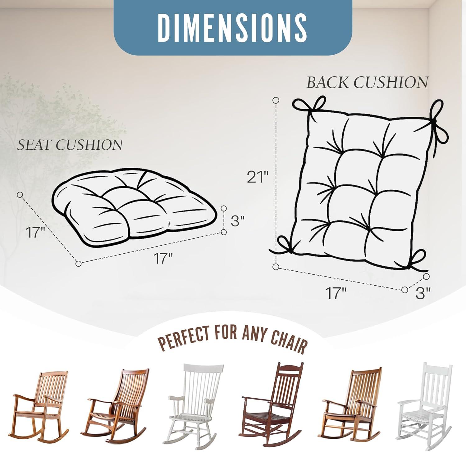 Klear Vu Gripper Polar Chenille Jumbo 2 Pieces Rocking Chair Cushion Set