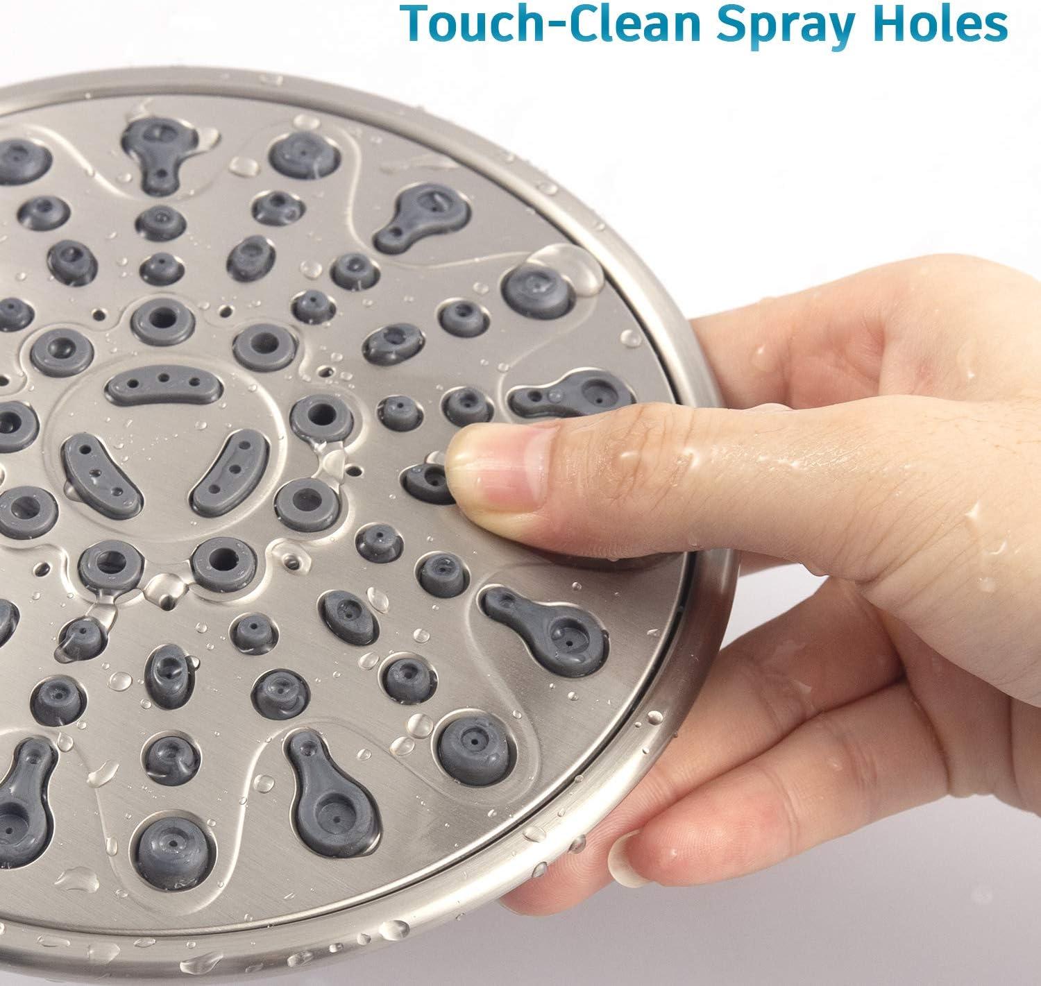 Brushed Nickel Shower Faucet Set, EMBATHER Shower Fixtures with 6 Inch Rainfall Shower Head, Single Handle Control Shower Valve and Trim Kit