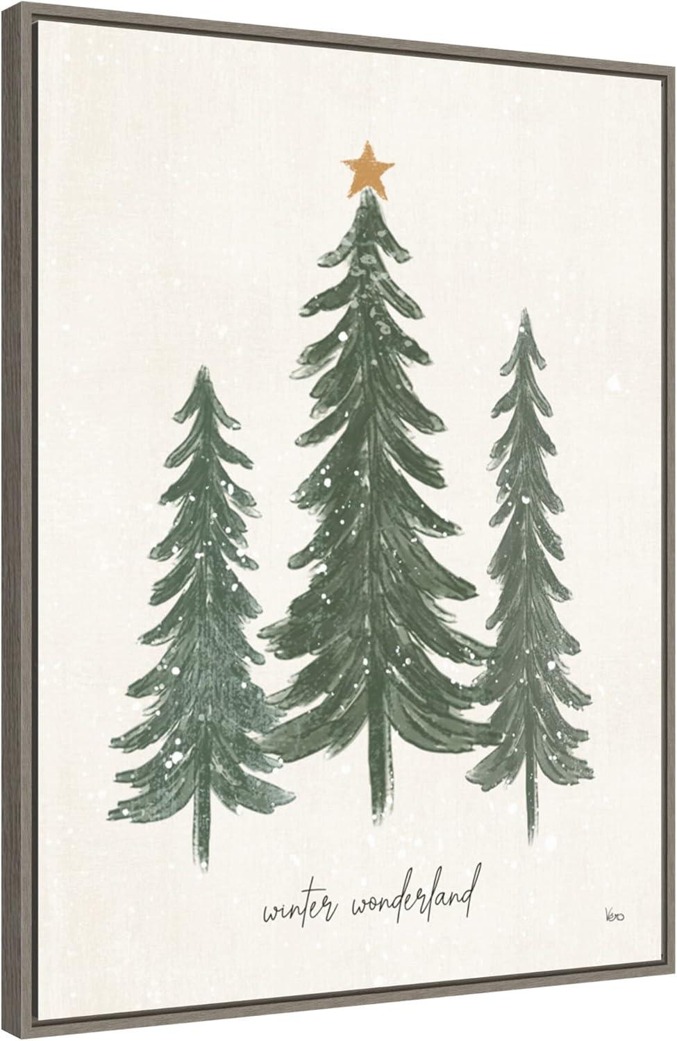 Amanti Art Woodland Christmas Trees by Veronique Charron Canvas Wall Art Print Framed 23 x 30-in.