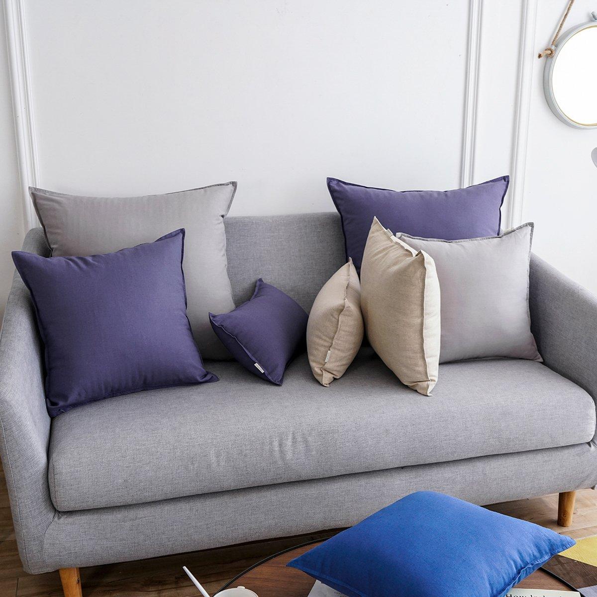 Jeanerlor 12"x20" Cotton Linen Decorative Lumber Throw Pillow Case Cushion Cover Set with Twin Needles Stitch on Edge for Father's Day,(30 x 50cm), 2 Pcs, Light Linen