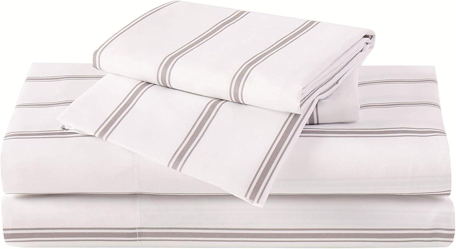 Truly Soft Ticking Stripe Microfiber Plaid Sheet Set