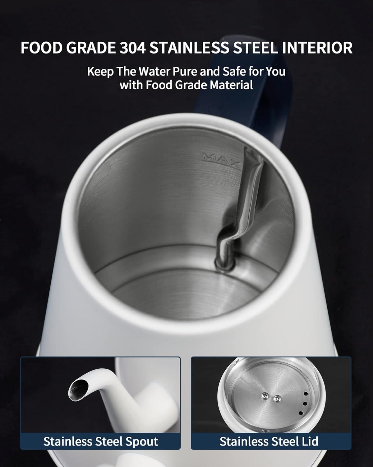 Basowin Gooseneck Electric Kettle(1.0L),1000W Electric Tea Kettle Of 304 Stainless Steel,Auto Shut Off,Coffee Kettle For Pour Over And Tea