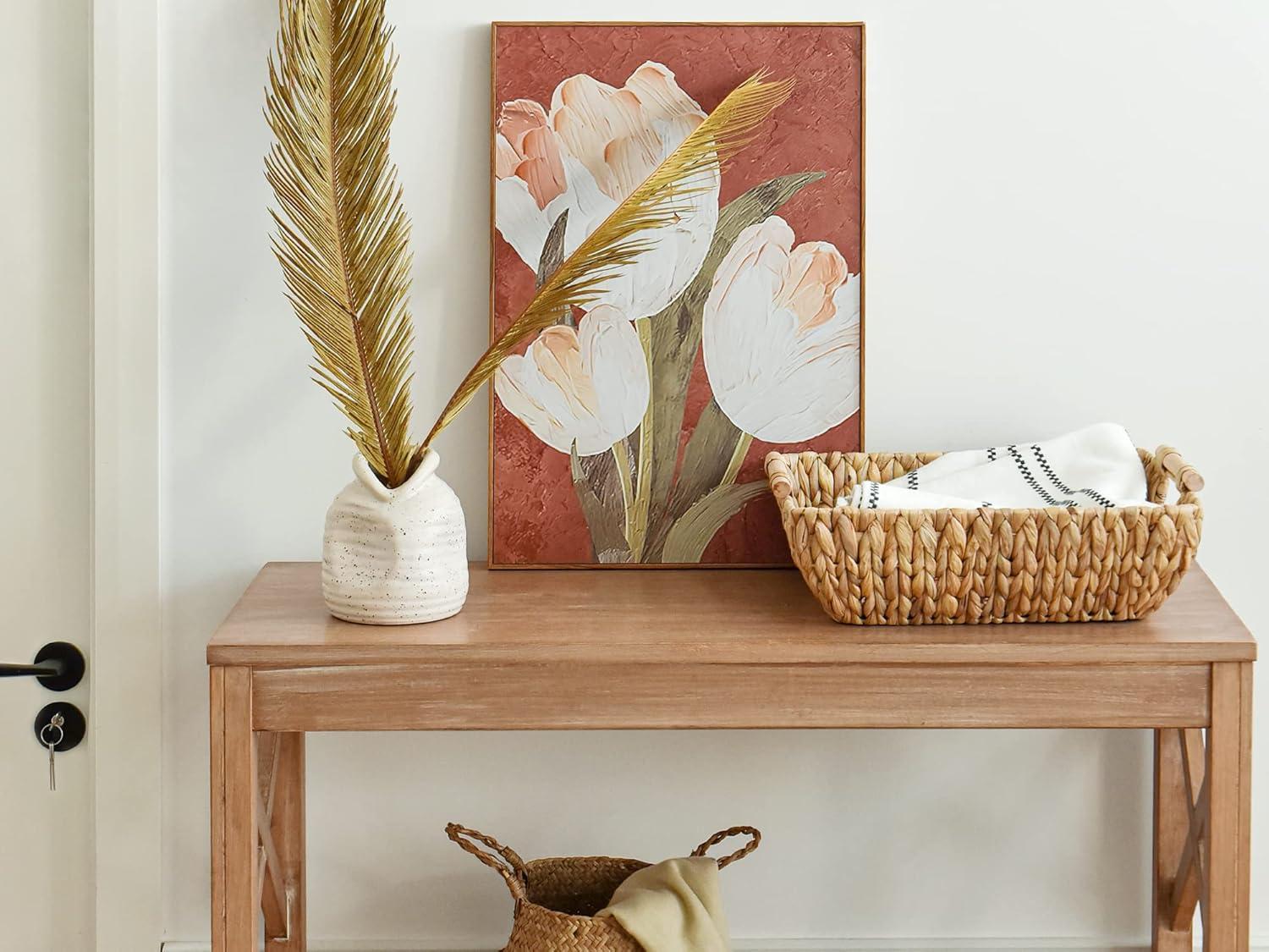 StorageWorks Hand-Woven Jumbo Storage Baskets with Wooden Handles, Water Hyacinth Wicker Baskets for Organizing, 2 Pack