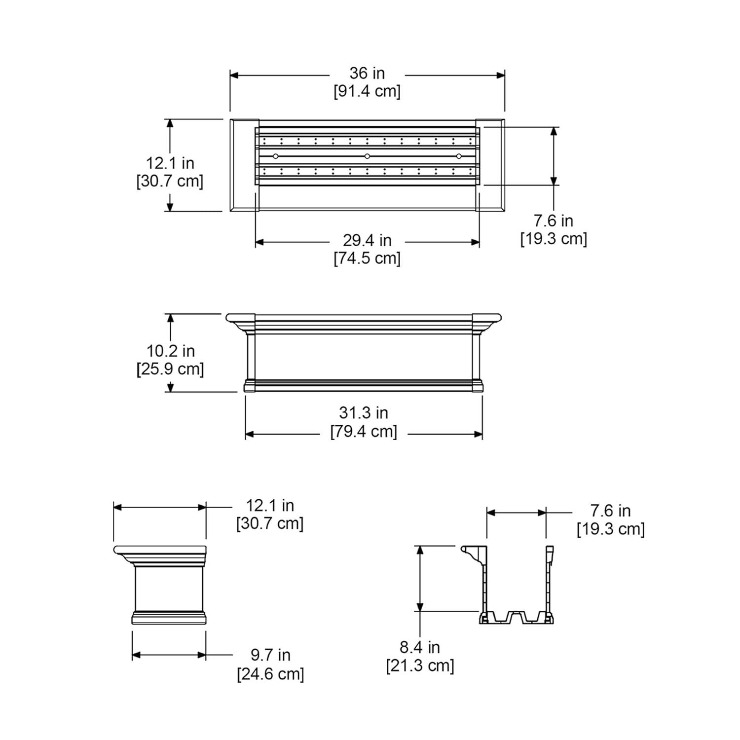 Mayne Yorkshire 3ft Window Box - Customizable - Vinyl Planter Box - White (4823-W)