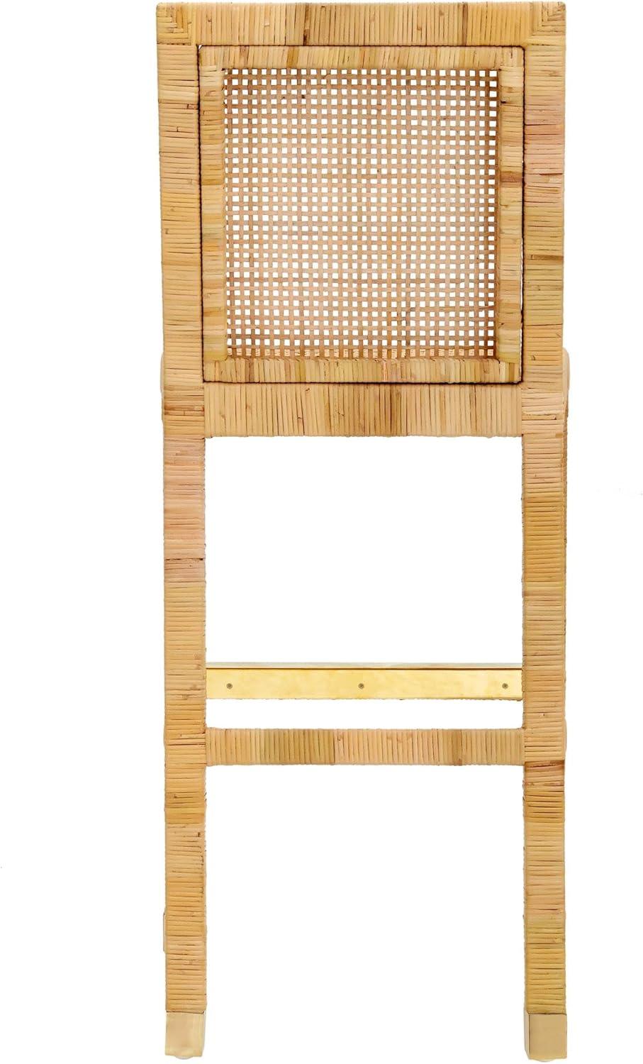 Amara Woven Rattan Performance Fabric Stool Natural Bar Height