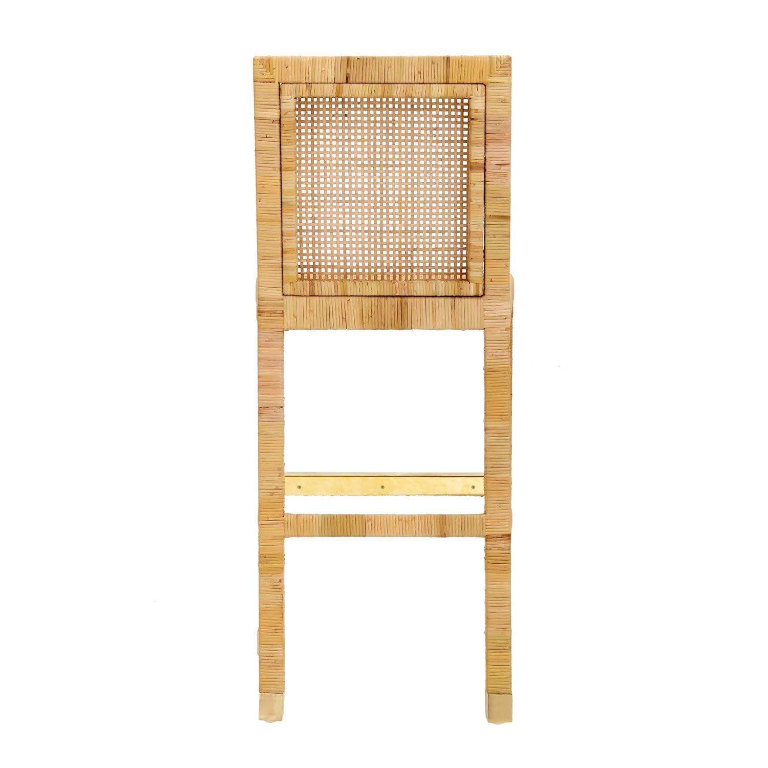 Amara Woven Rattan Performance Fabric Stool Natural Bar Height