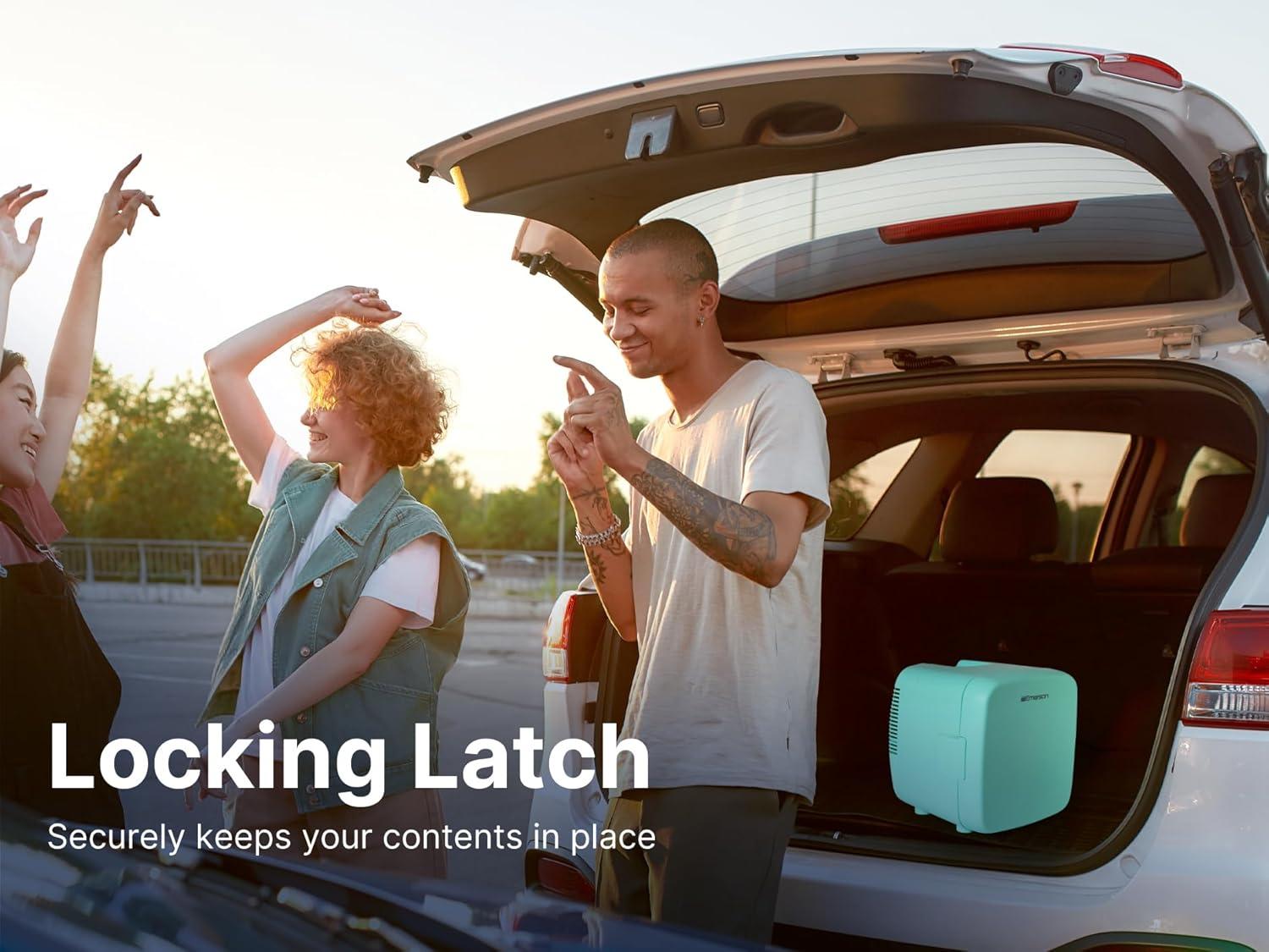 Emerson Emerson EFC-5001 Portable XL Mini Fridge Cooler for 12 Cans, 8L Capacity, AC/DC Power Compatibility, Removable Shelf, Lightweight Design – Ideal for Home, Office, Travel, Dorms, and Outdoor Use