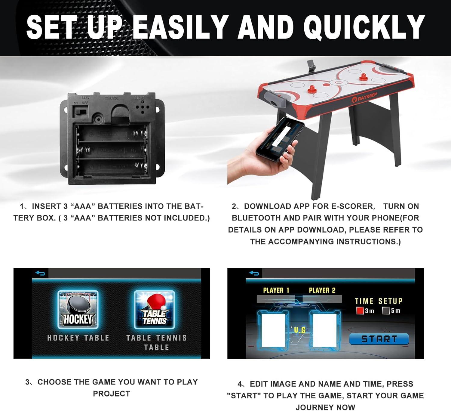 RayChee 48'' Black and Red MDF 2-in-1 Air Hockey and Table Tennis Game Table