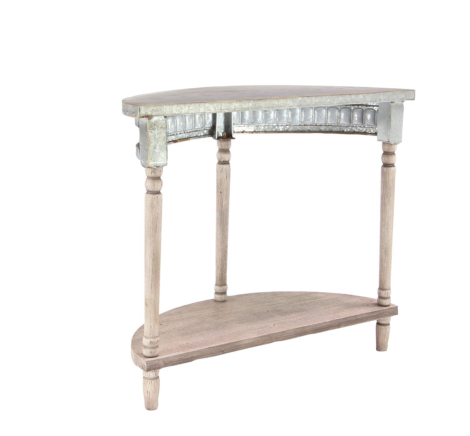 Traditional Half Round Side Table Beige - Olivia & May: Sturdy Iron Entryway Console with Shelf