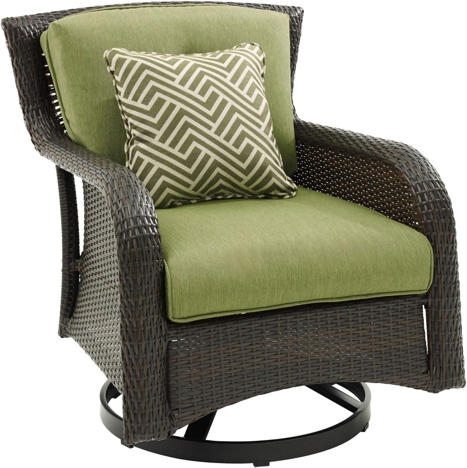 Hanover Strathmere 4-Piece Wicker and Steel Outdoor Conversation Set, Cilantro Green
