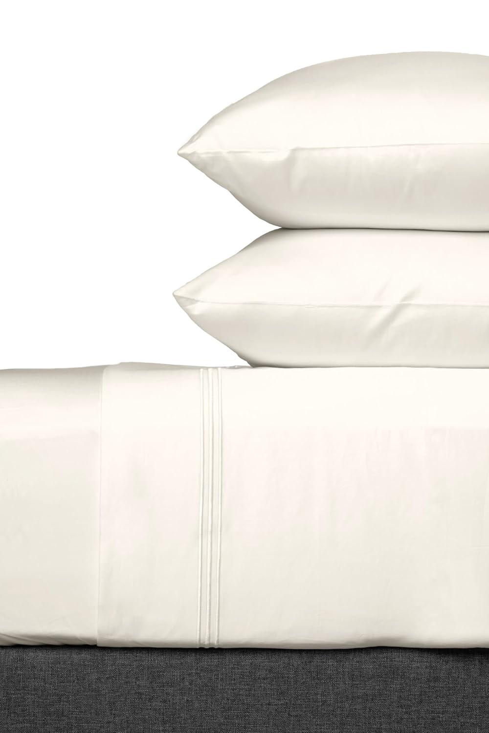 Fishers Finery 100% Certified Egyptian Cotton Sheet Sets, 500 Thread Count 4 Piece - Premium, Soft and Breathable Sheets - 16in Deep Pocket Classic Set (Ivory,K,4Pack)