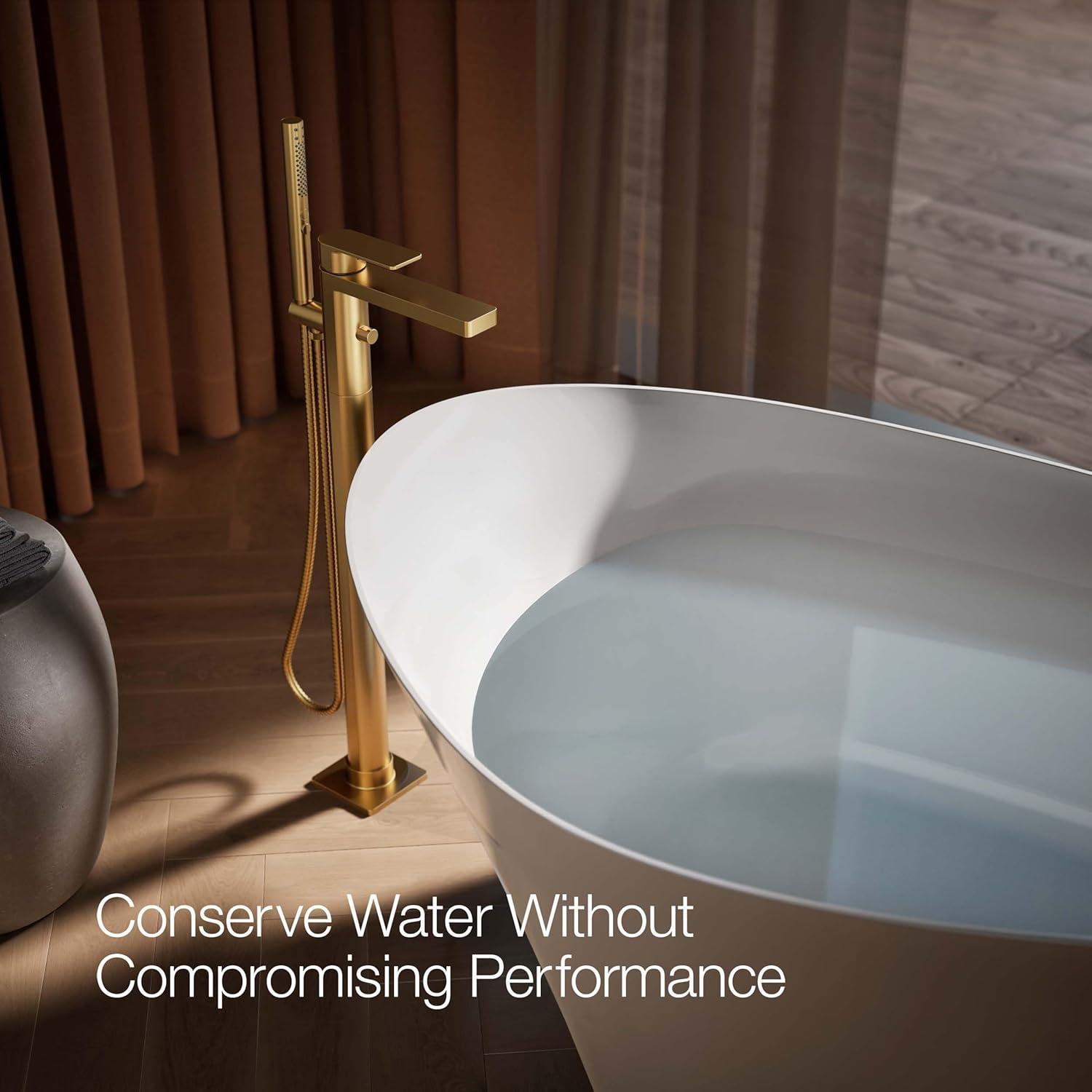 Parallel Floor-Mount Bath Filler Trim With Handshower