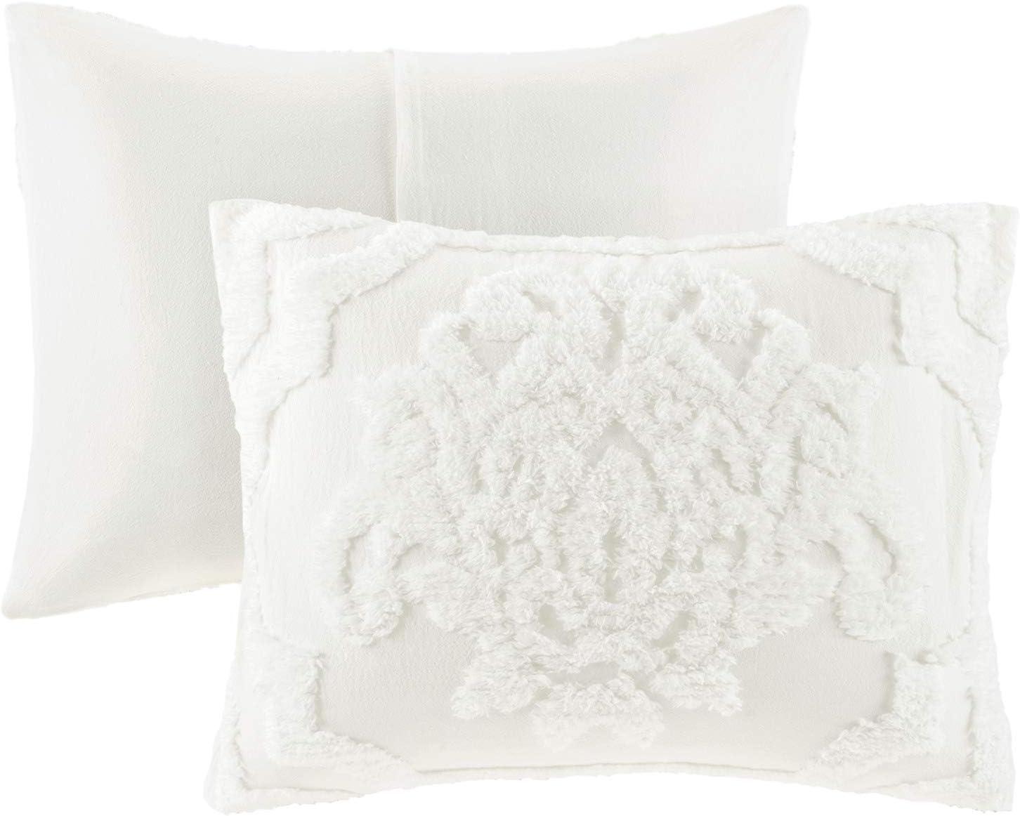 Viola Tufted Cotton Chenille Damask 3 Piece Comforter Set