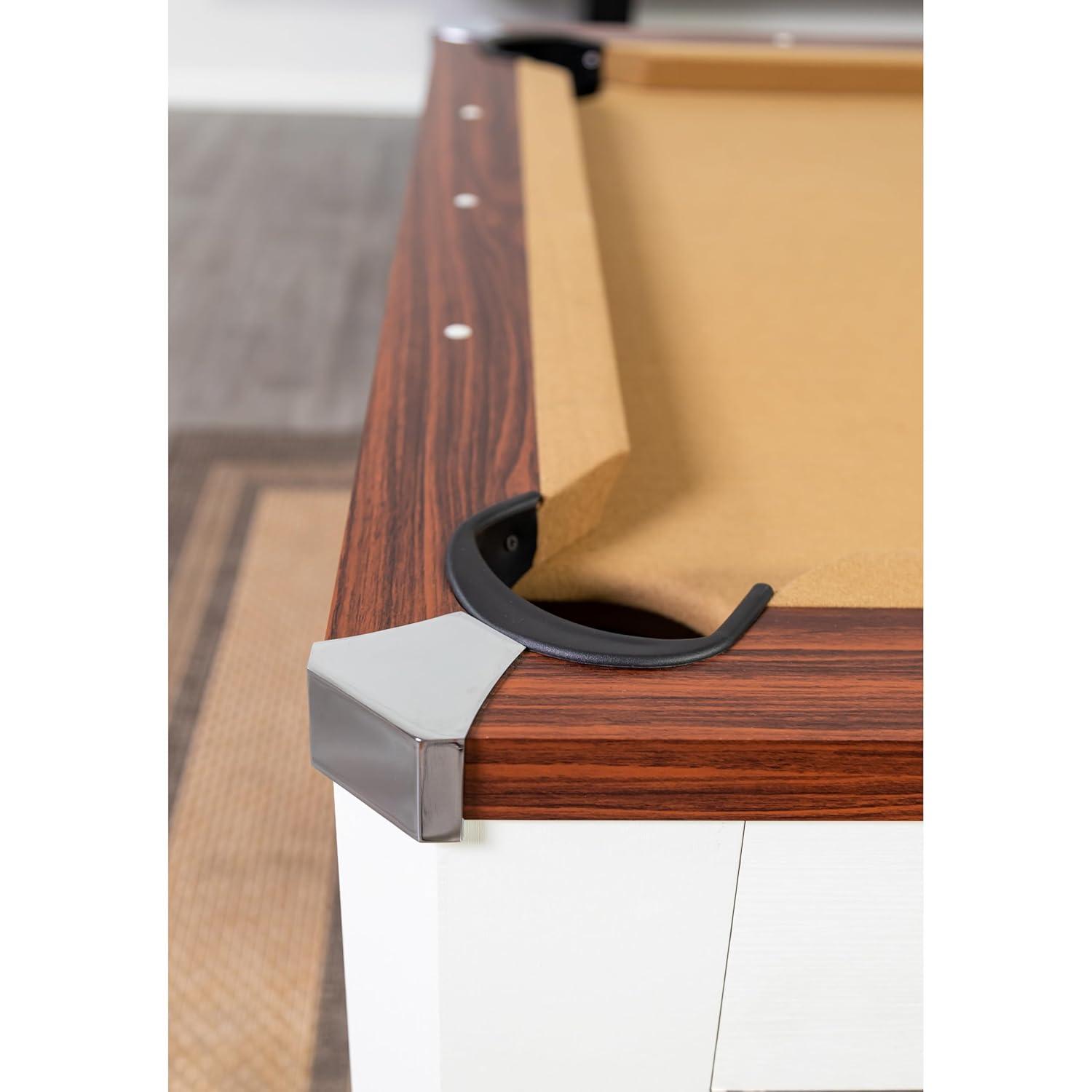 Hathaway Newport Stylish 7 Ft Multi Game Pool Table Combo with Dining Top and Ping Pong – Includes Benches for Home Storage and Accessories