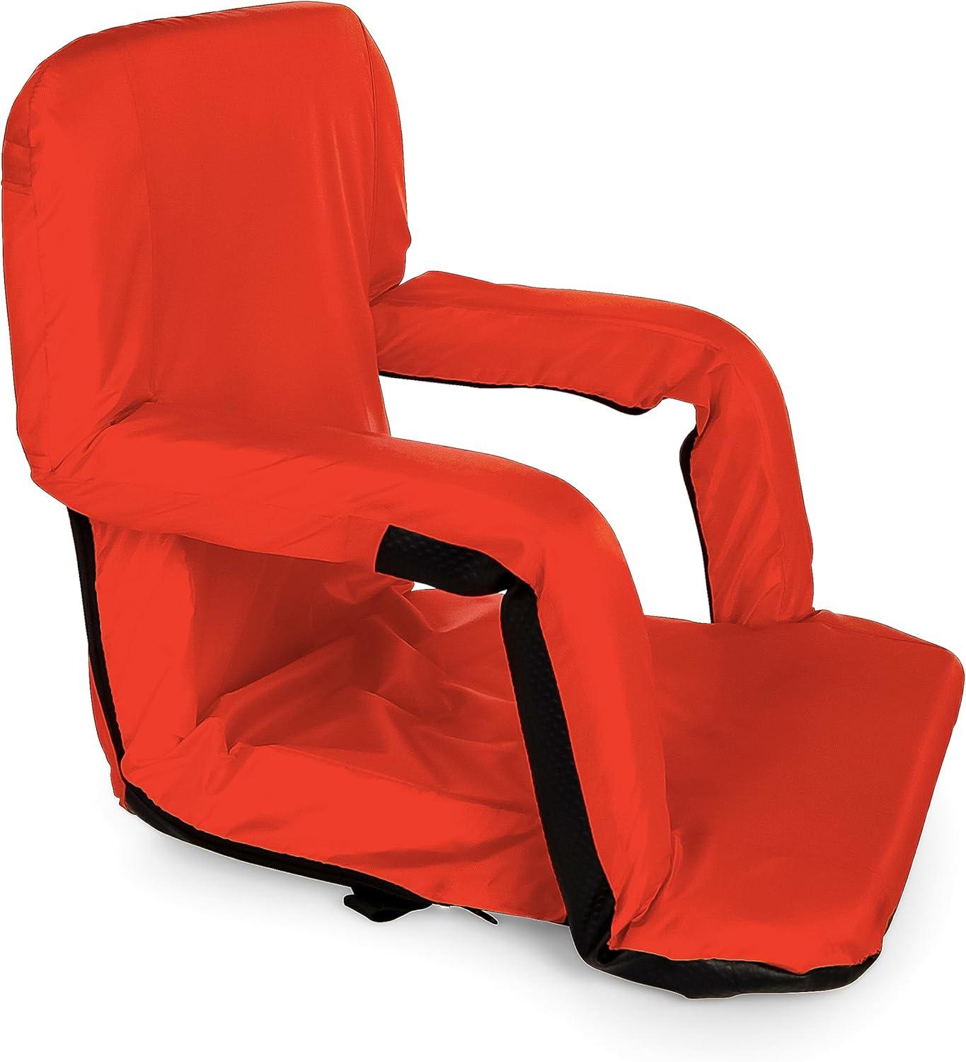 Red Foldable Polyester Stadium Seat with Armrests