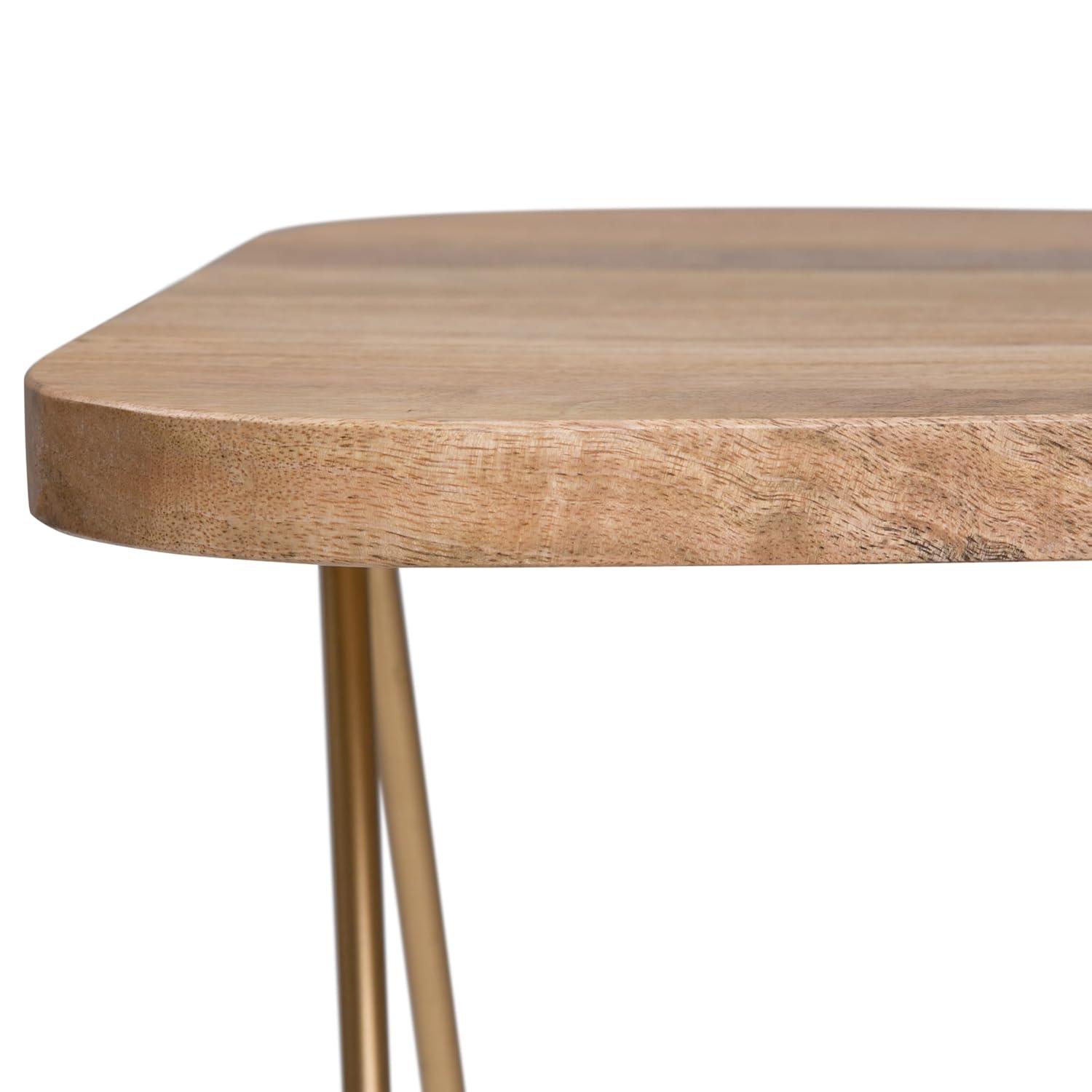 Simpli Home Patrice Solid Mango Wood Mid-Century Modern End Table with Unique Shaped Top and Hairpin Legs