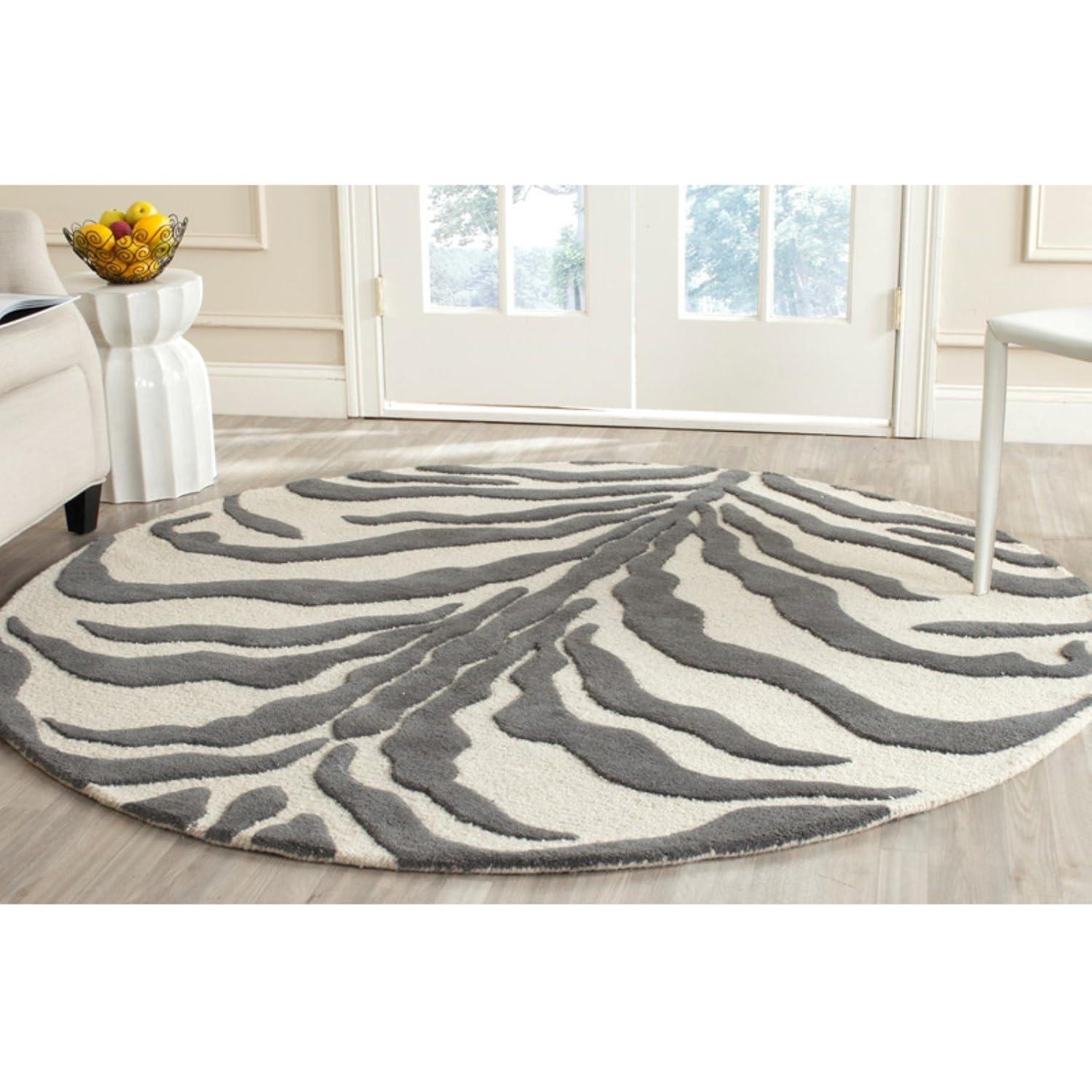 SAFAVIEH Cambridge Leah Animal Stripes Wool Area Rug, Ivory/Brown, 5' x 8'