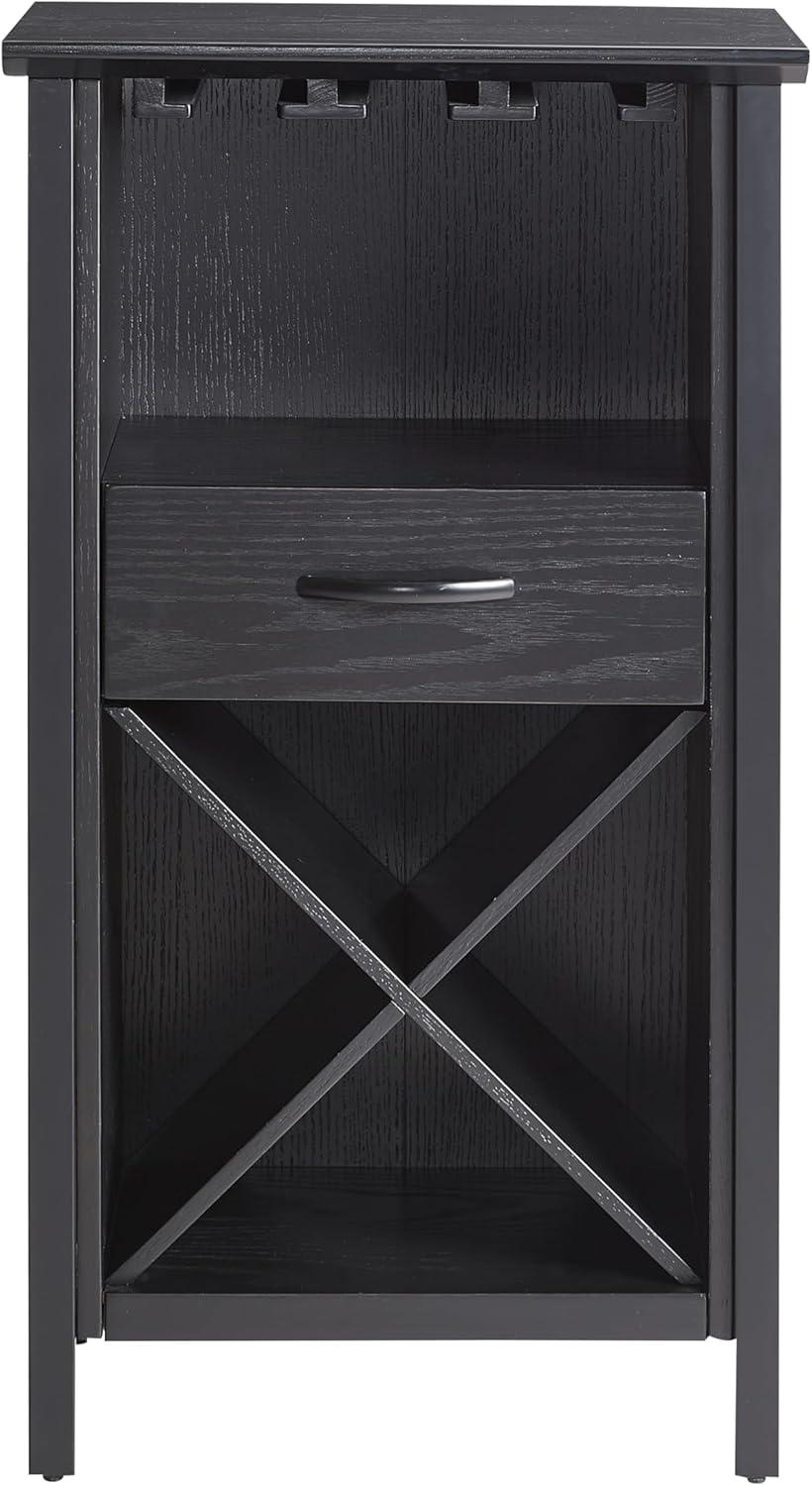 Leick Home Leah Mini Bar Cabinet for Stemware and Bottle Storage, Black