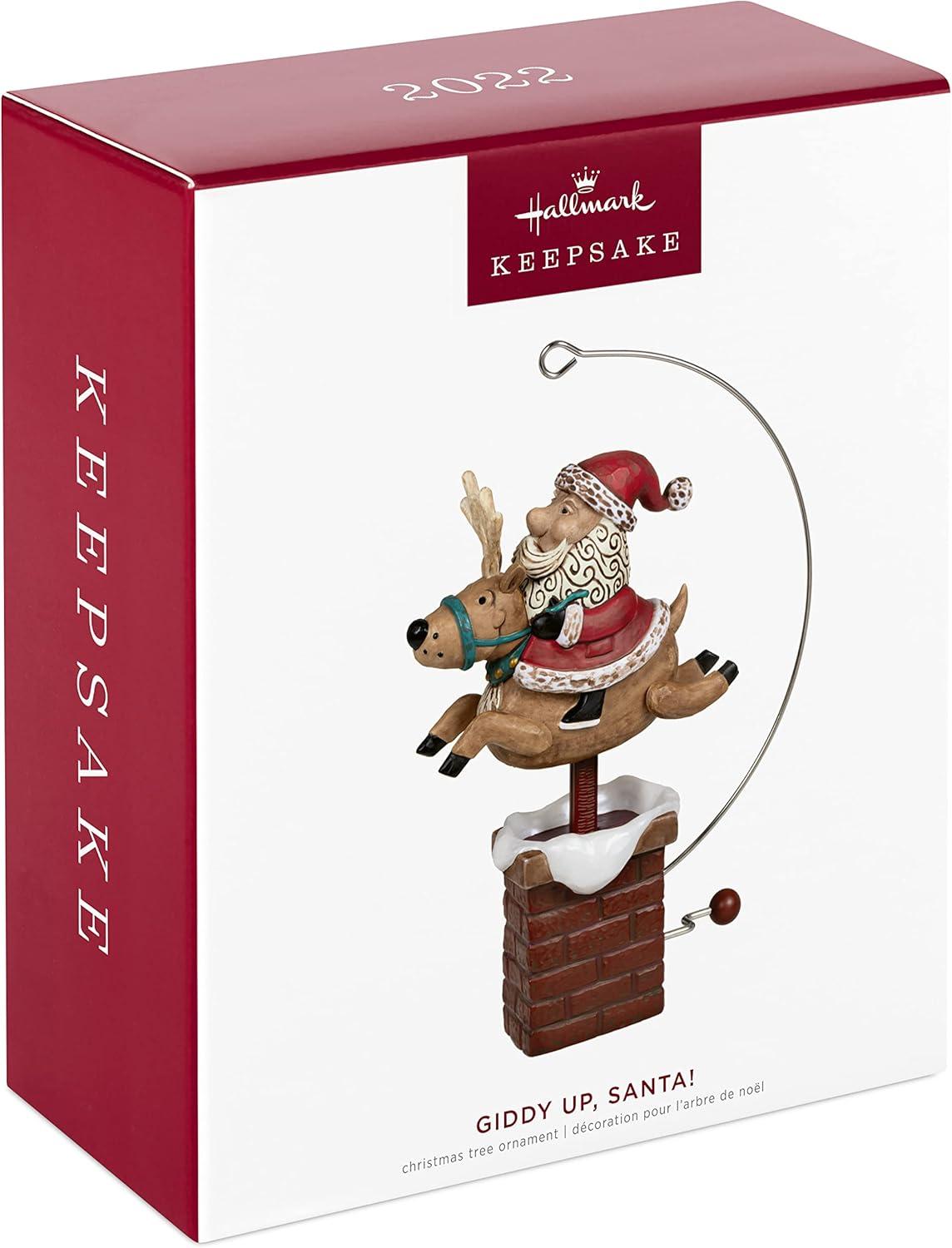 Hallmark Keepsake Plastic Christmas Ornament 2022, Giddy Up, Santa! Reindeer with Motion