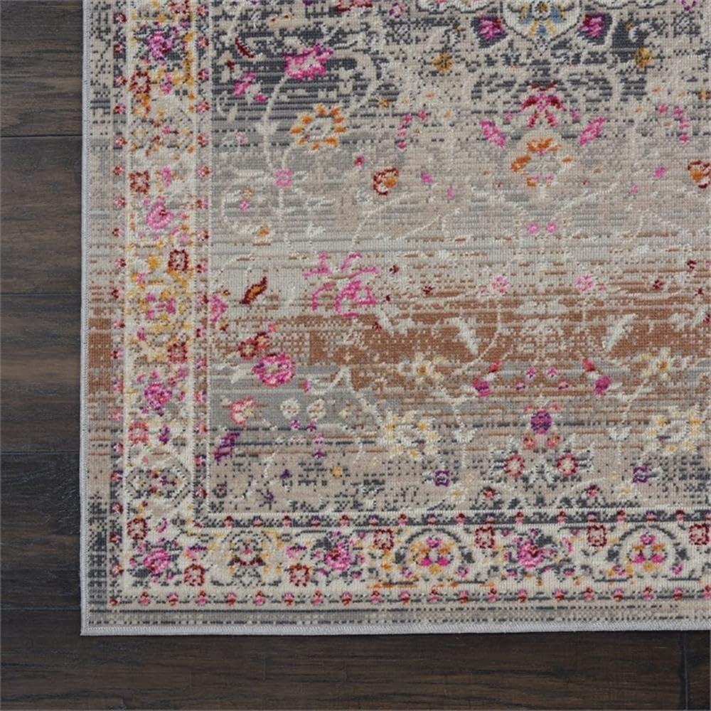 Nourison Vintage Kashan VKA01 Gray/Ivory/Pink Indoor Area Rug - 2'4 x 8'