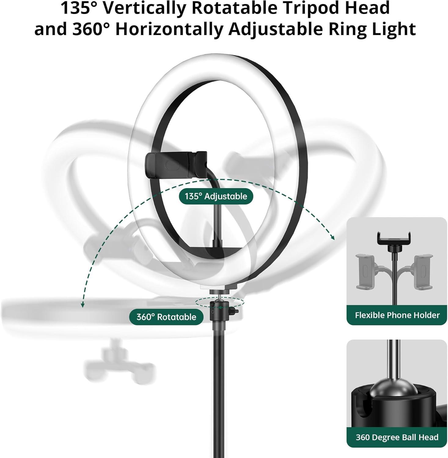 10" Dimmable LED Ring Light with 55" Adjustable Tripod Stand