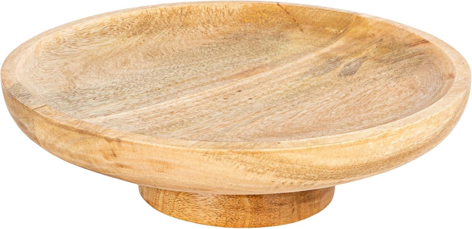 12" Natural Mango Wood Pedestal Cake Stand