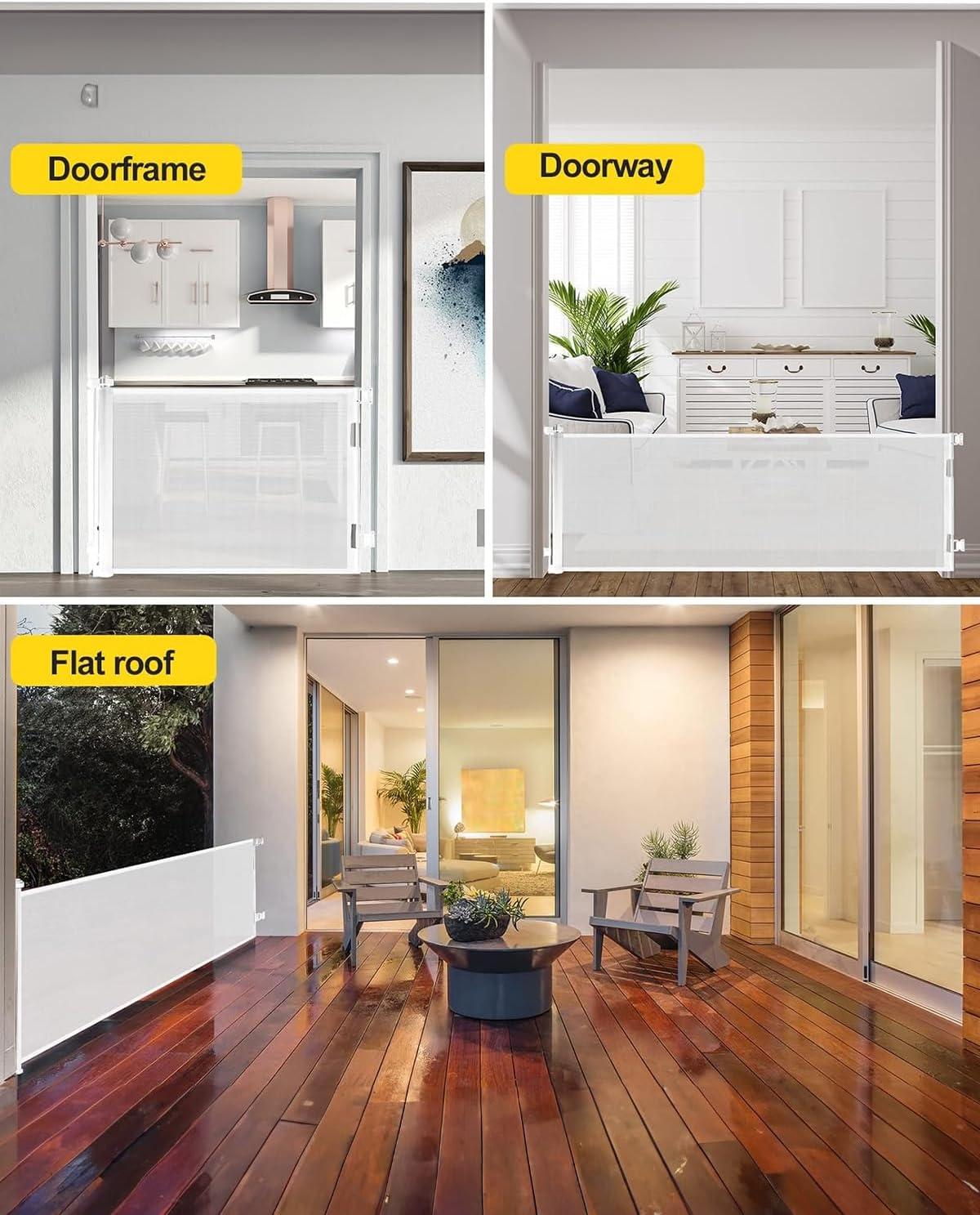 Tucker Murphy Pet™ 168 Inch Extra Wide Retractable Baby Gate,mesh Large Baby Gate Or Mesh Pet Dog Gate, Opening Wide Extra Long Child Safety Gate For Indoor, Outdoor, Stairs, Deck(33"x168")