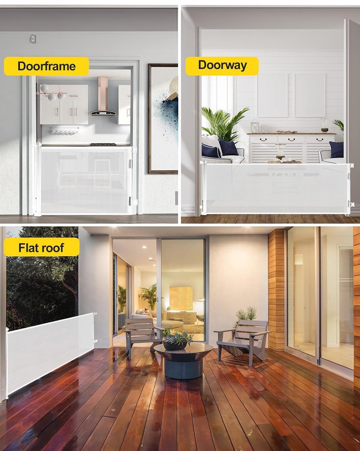 Tucker Murphy Pet™ 168 Inch Extra Wide Retractable Baby Gate,mesh Large Baby Gate Or Mesh Pet Dog Gate, Opening Wide Extra Long Child Safety Gate For Indoor, Outdoor, Stairs, Deck(33"x168")