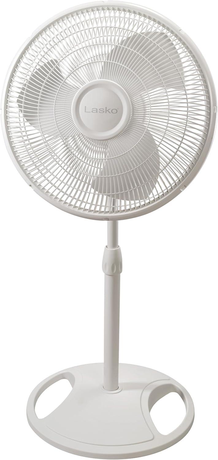 Lasko 2520 16 Inch 3-Speed Quiet Adjustable Tilting Wide-Area Oscillating Standing Pedestal Fan for Bedroom, Kitchen, Home, and Office, White