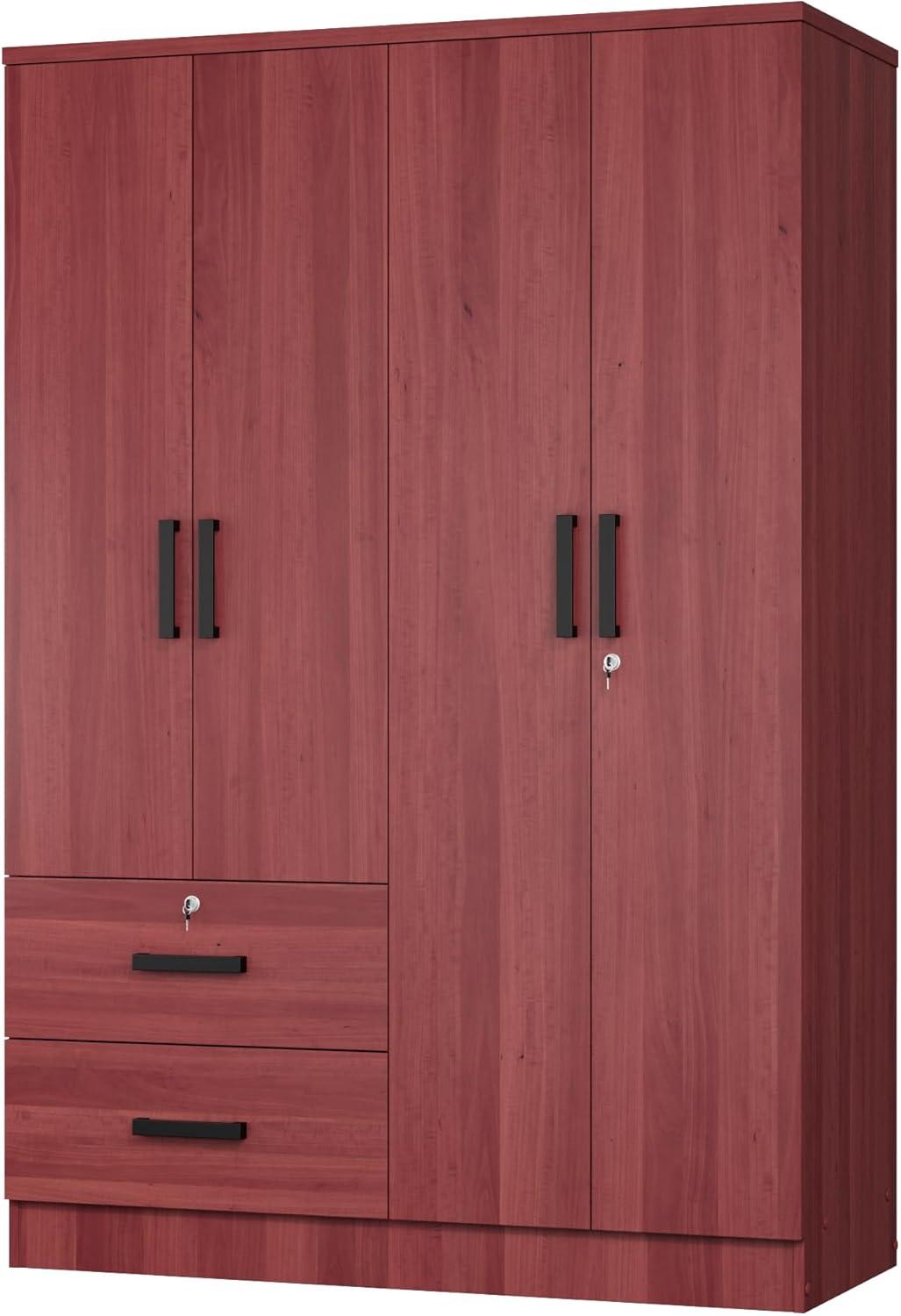 Better Home Products Luna Modern Wood 4 Doors 2 Drawers Armoire in White