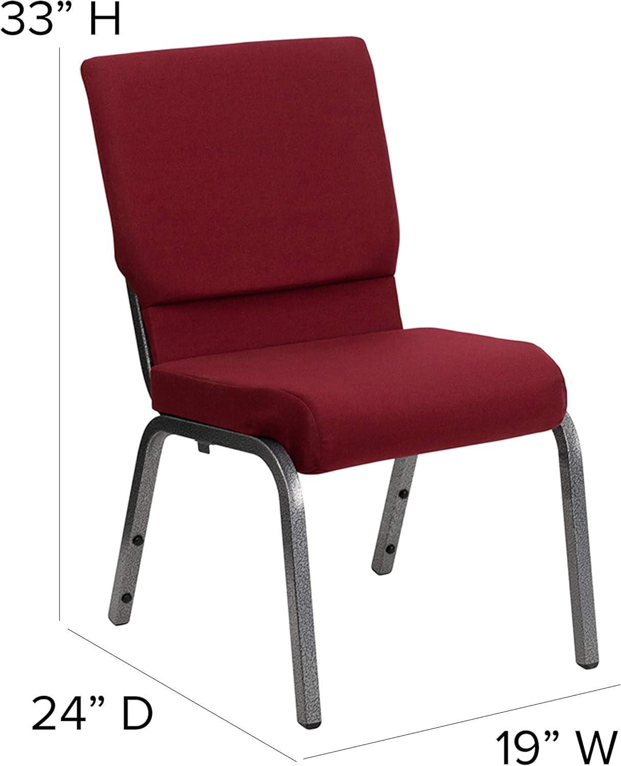 Flash Furniture HERCULES Series 18.5''W Stacking Church Chair in Burgundy Fabric - Silver Vein Frame