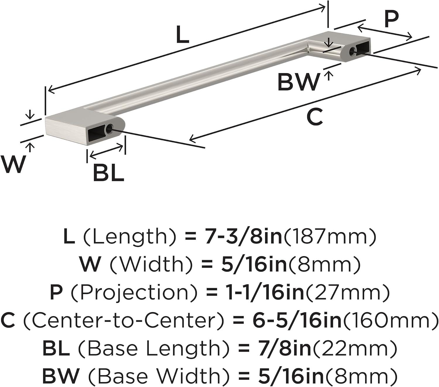 Satin Nickel 6-5/16 Inch Cabinet Pulls, 10 Pack