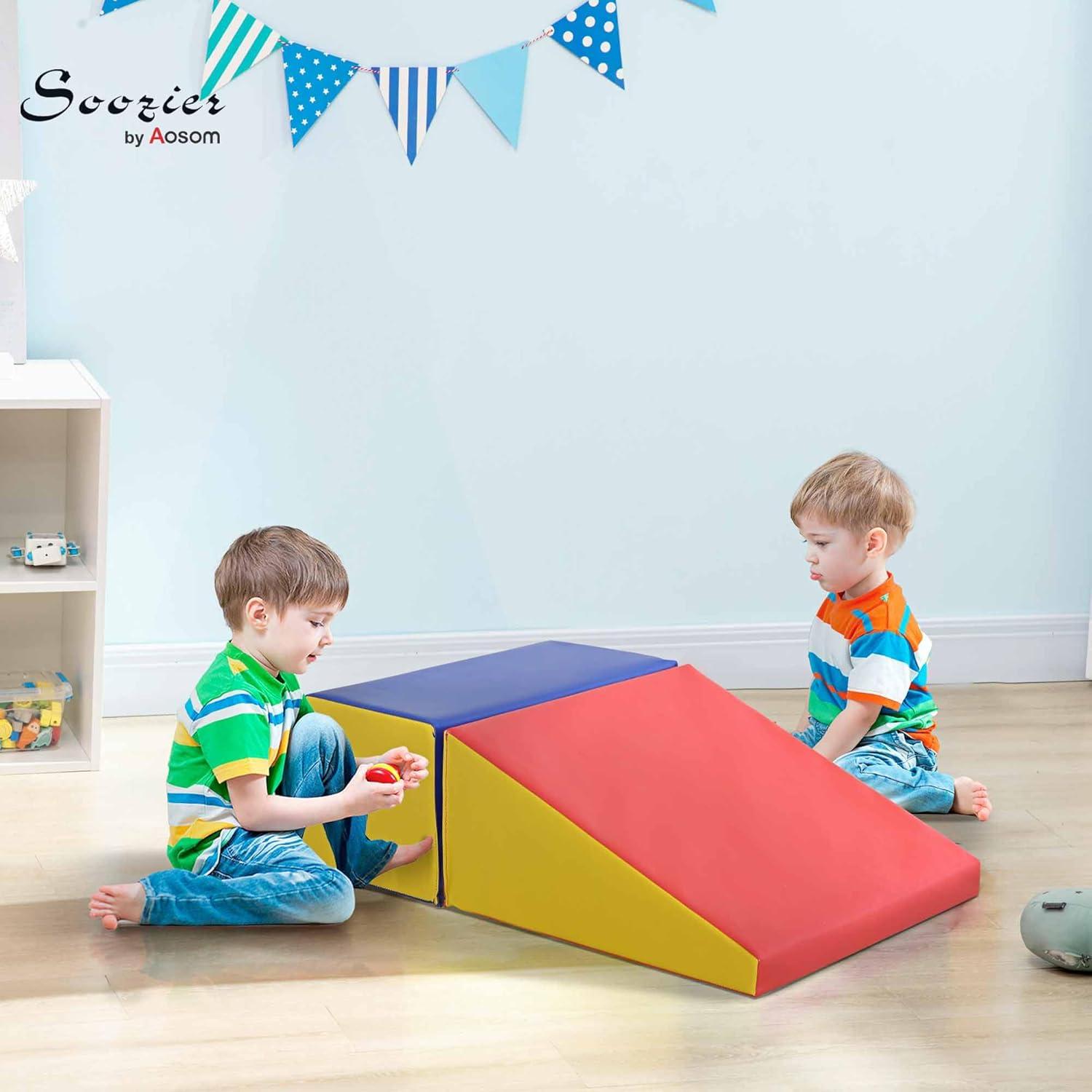 Soozier 2 Piece Climb and Crawl Activity Play Set Soft Secure Foam Playset for Toddler Preschooler Indoor Play Equipment Baby Learning Toys Multicolor