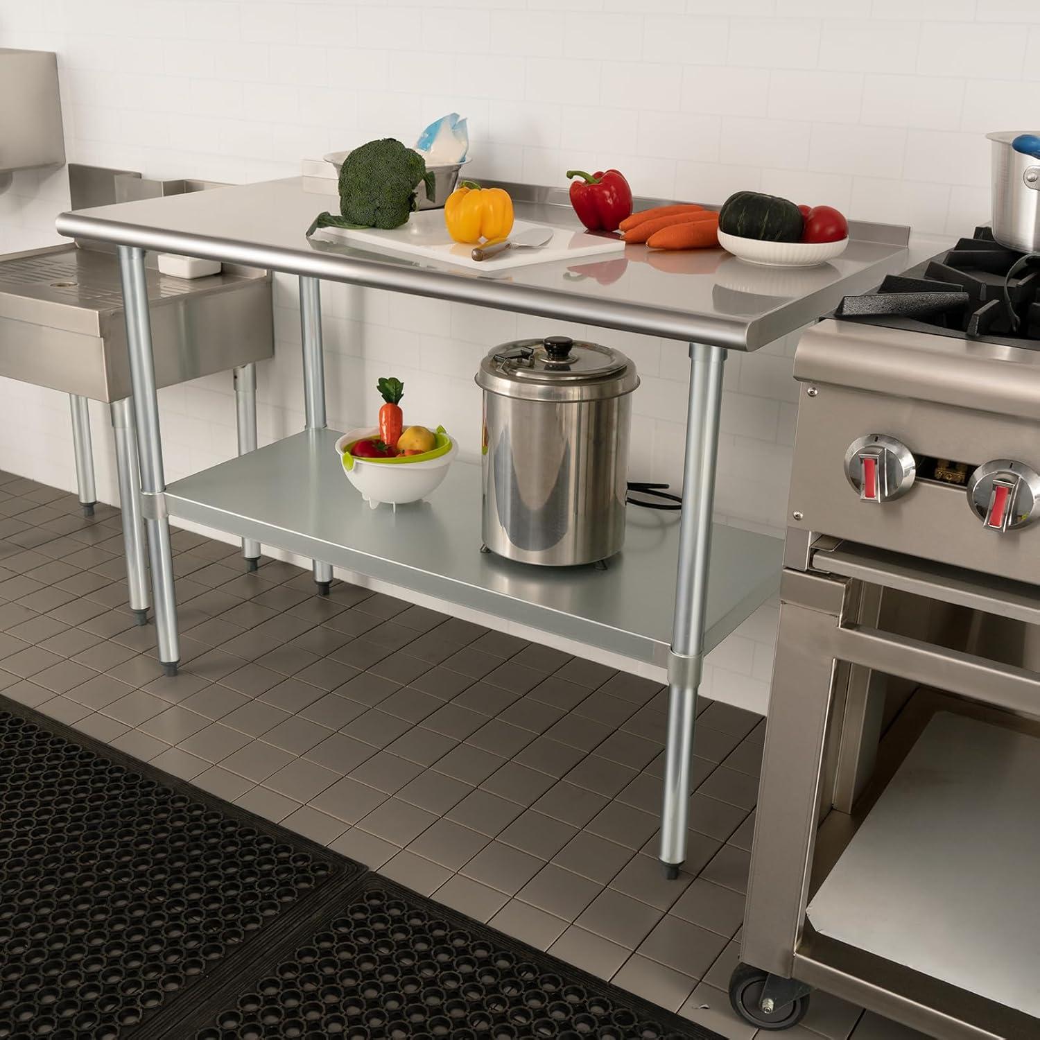 48x24 Inch Stainless Steel Commercial Prep Table with Undershelf