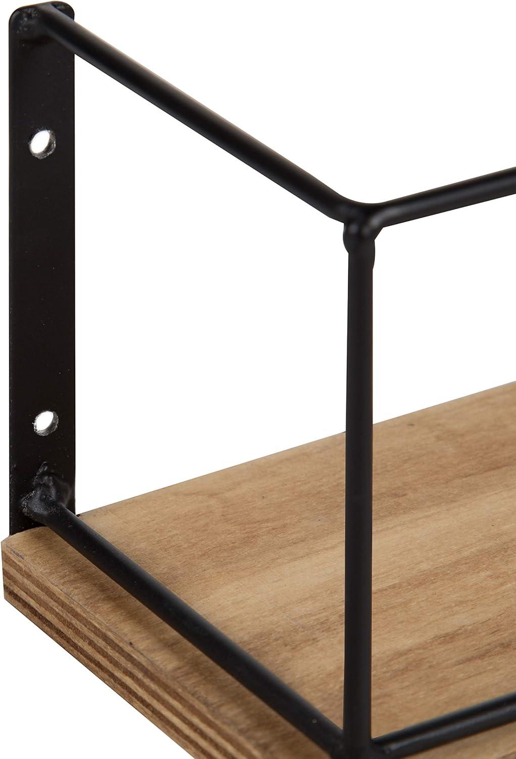 24" x 4" 2pc Decorative Wall Shelf Set Brown/Black - Uniek: Kate & Laurel No Assembly, Wood & Metal